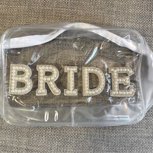 Bride Pearl see through pouch with double zipper and white trim